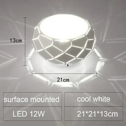Minimalist metallic dimmable decorbites led ceiling light with geometric design and cool white glow, 21cm by 21cm by 13cm