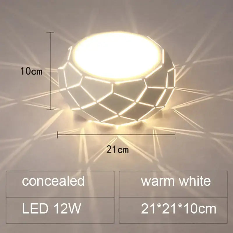 Geometric metallic dimmable led ceiling light with faceted design emitting warm white light from decorbites led ceiling