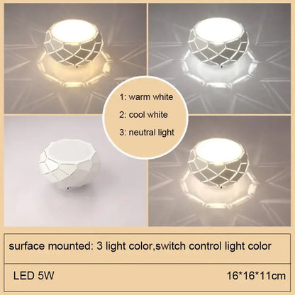 Minimalist metallic dimmable geometric white led ceiling light with faceted design and three color temperature options decorbites led ceiling