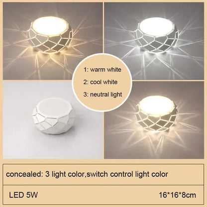 Minimalist metallic dimmable decorbites led ceiling light with white geometric design and three color options warm cool neutral