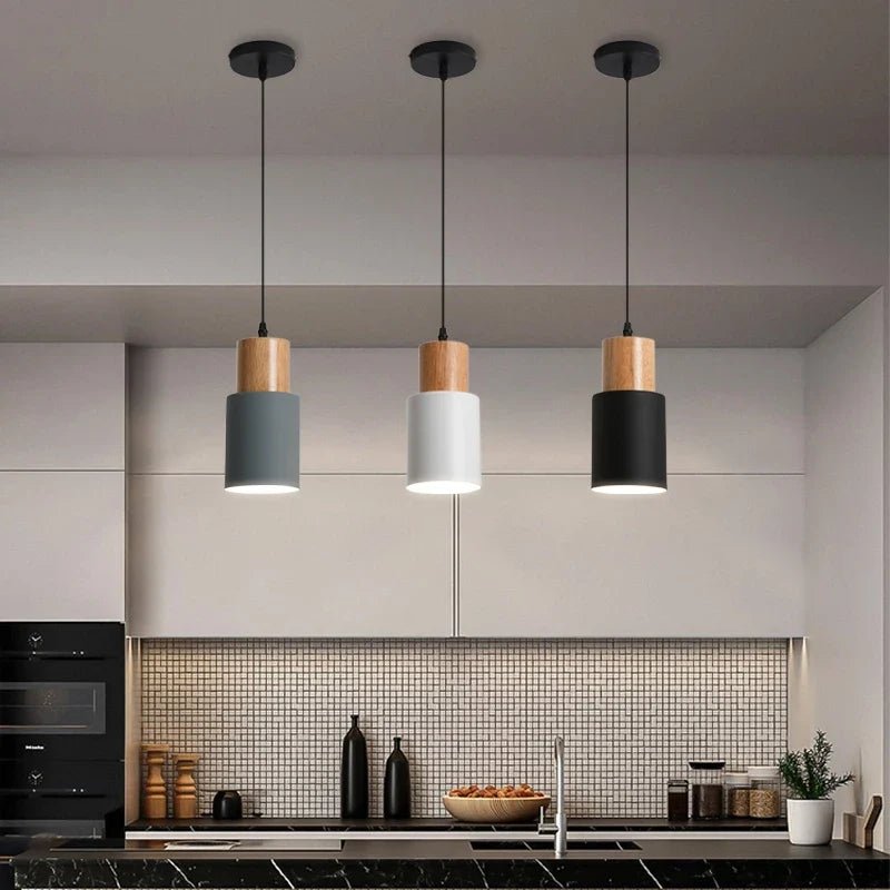 Minimalist Nordic Wood and Metal Single Pendant Light - Decorbites