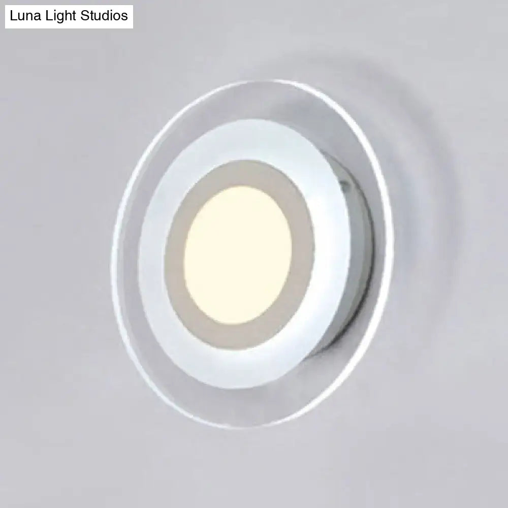 Minimalist off white square led wall lamp with modern circular recessed light and triangle round chrome finish