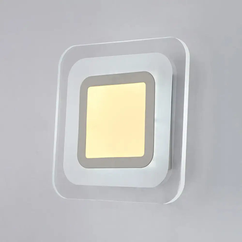 Minimalist off white square led wall lamp with sleek layered design and warm light for bedroom triangle round square decor