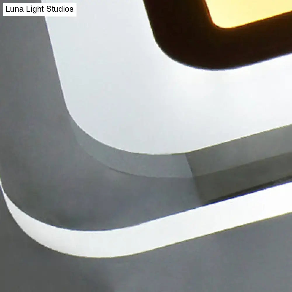 Minimalist off white square led wall lamp with sleek white and matte black triangle round curved surfaces for bedroom