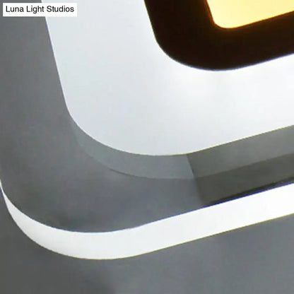 Minimalist off white square led wall lamp with sleek white and matte black triangle round curved surfaces for bedroom