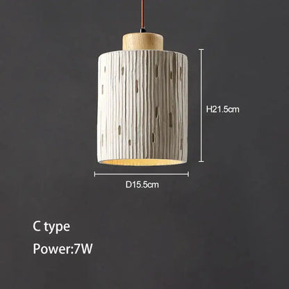 Minimalist petal ceramic pendant chandelier with textured off-white ceramic and natural wood cap for bedroom decorbites concrete high pendant