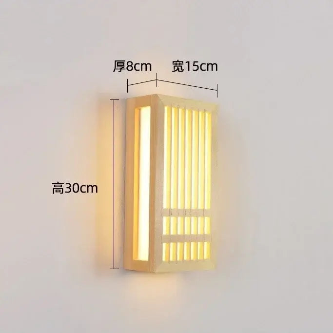 Minimalist rectangular wall lamp with led wood slats and light wood finish for bedroom and living room decorbites led wood