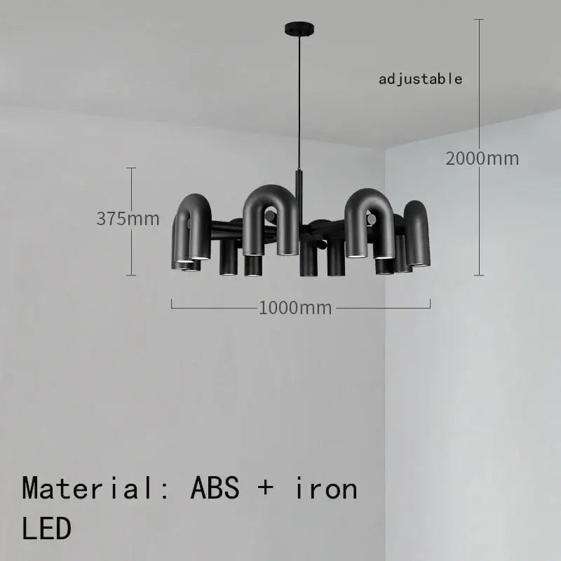 Black modern cirkus tube wall sconce with sleek u-shaped design made of abs and iron for minimalist bedroom lighting