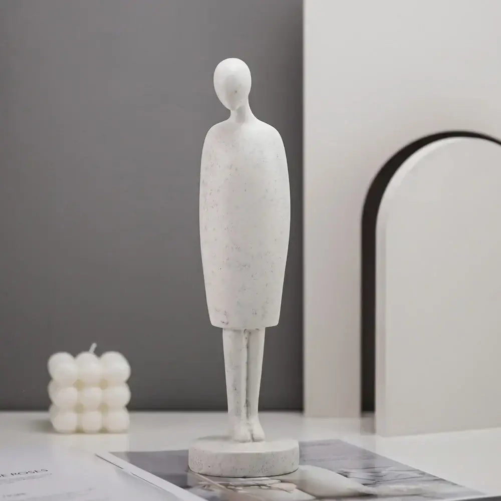 Minimalist white abstract people resin statue with smooth speckled ceramic surface for decorbites abstract people decor