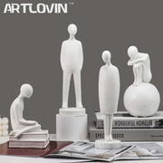 Minimalist white abstract people resin statue set featuring smooth decorbites abstract people for living room decor