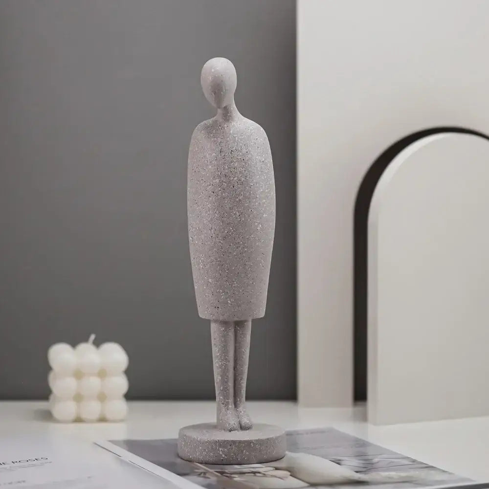 Minimalist gray speckled abstract people resin statue with smooth slender limbs for decorbites abstract people decor
