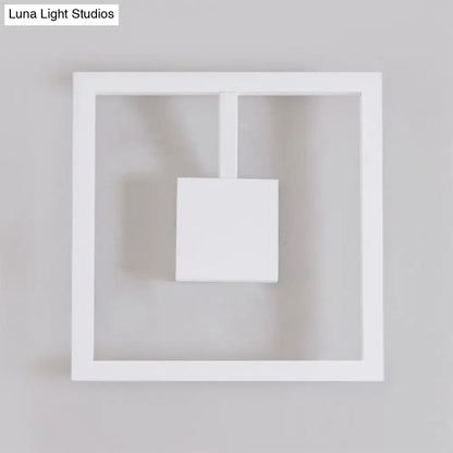 Minimalist white acrylic light fixture with modern geometric design and direct wired electric installation for bedroom use