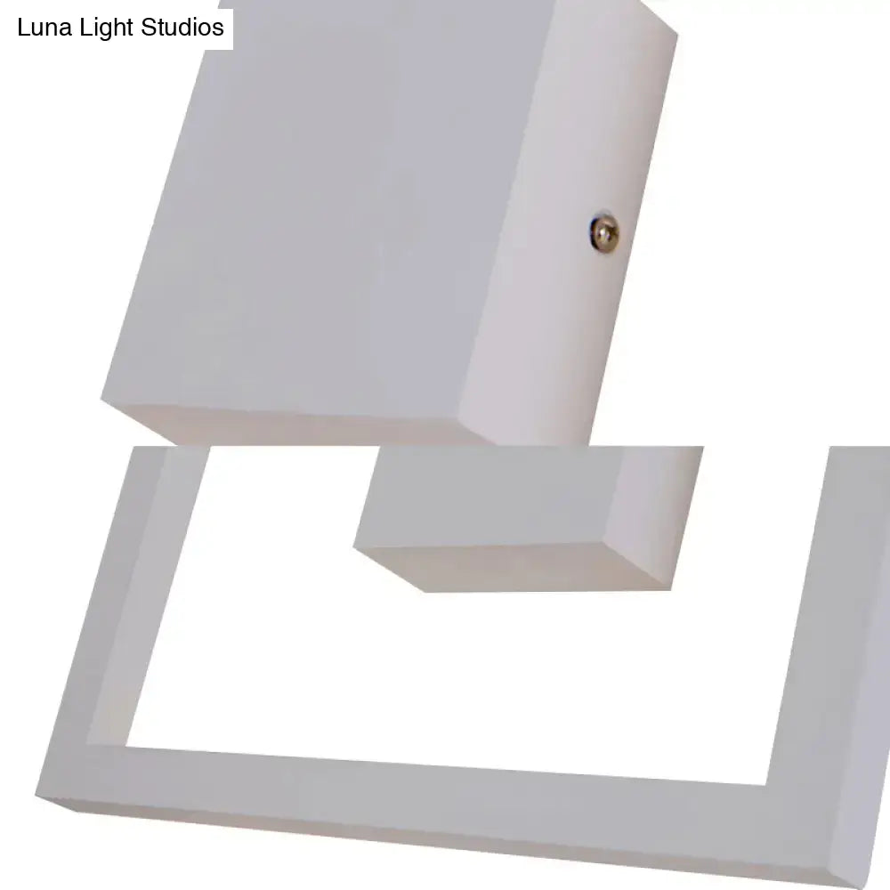 Minimalist white acrylic light fixture with geometric design and gold screw for direct wired electric bedroom use