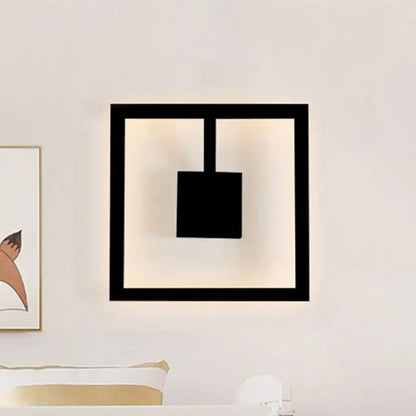 Black square wall sconce minimalist geometric design white acrylic light fixture direct wired electric maximum bulb wattage