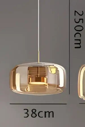 Minimalist white and black glass pendant light with golden-toned glass pendant light and modern 38cm diameter design