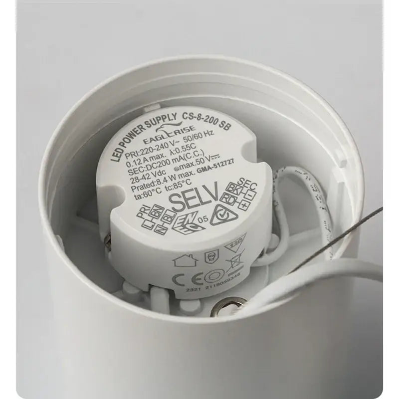 White plastic led power supply unit with printed specifications for decorbites led ceiling minimalist light