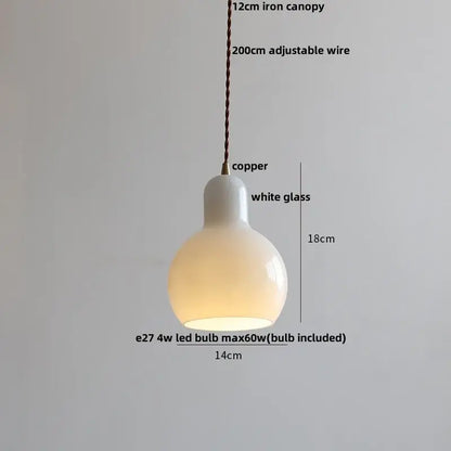 Minimalist white ceramic led pendant lamp with a white glass led pendant and copper fixture for dining room lighting