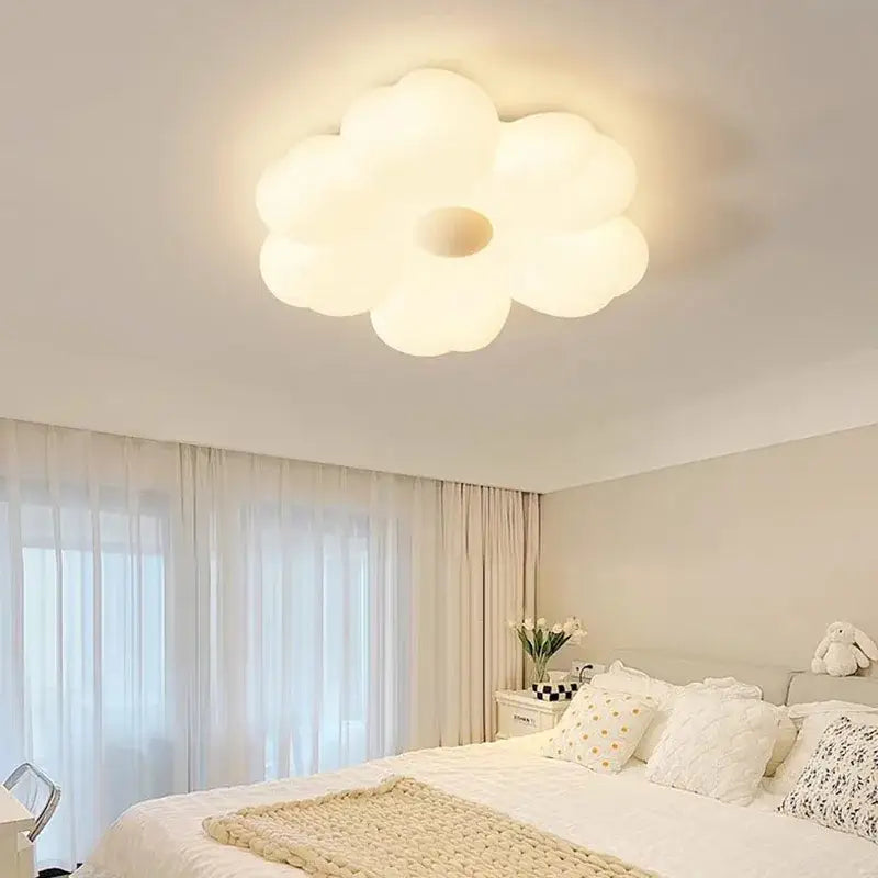 Minimalist white cloud led ceiling light with soft glow for bedroom decor featuring decorbites cloud led design