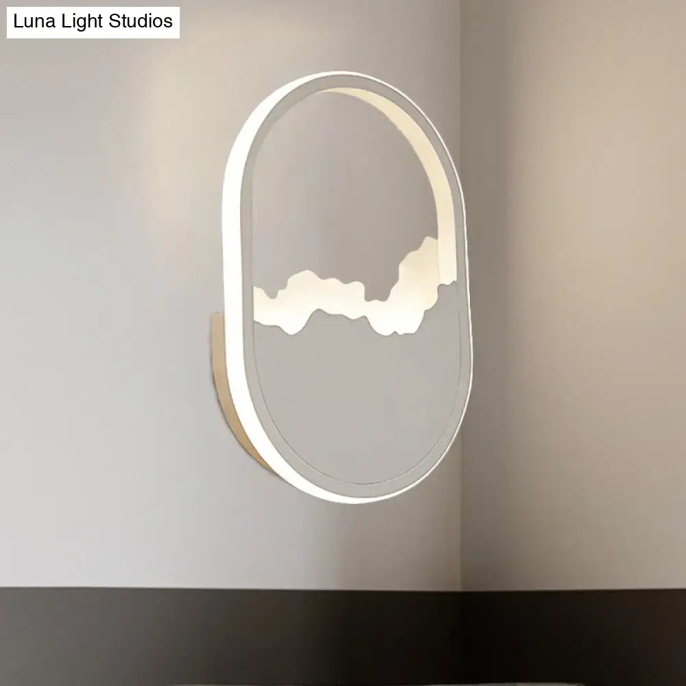 Minimalist white cloud led wall sconce wall lamp with sleek oval frame and illuminated design for bedroom mirror lighting
