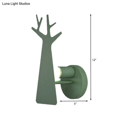 Minimalist white deer tree wall mount light bedroom sconce with olive green tree wall mount and sleek minimalist design