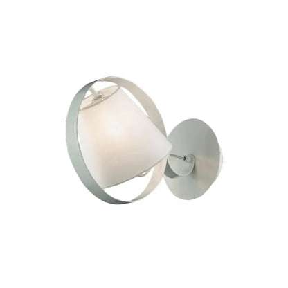 Minimalist white fabric wall light with metal ring and frosted glass shade for bedroom modern metal ring wall light