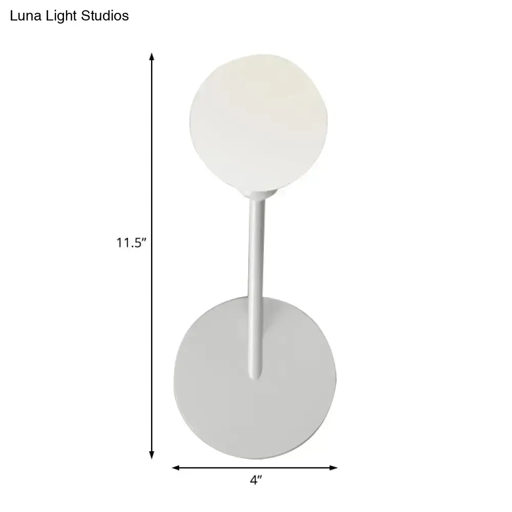 Minimalist white finish wall lamp with frosted glass spherical globe design for bedroom 110v-120v use