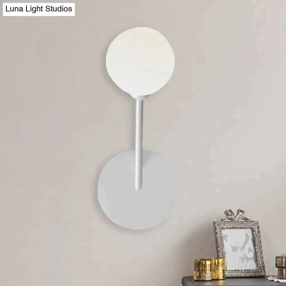 Minimalist white finish frosted glass wall lamp with sleek circular design for bedroom 110v-120v use
