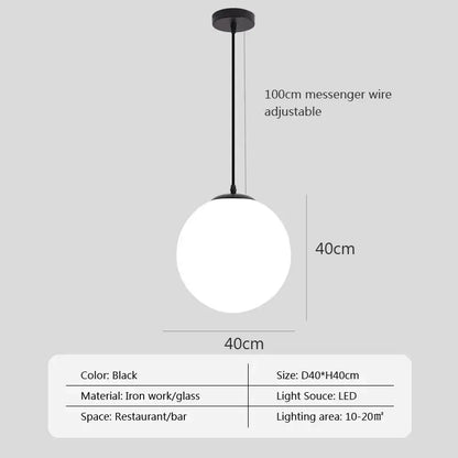 Black spherical pendant light with glass ball pendant and ironwork frame featuring led bulb for dining room decorbites