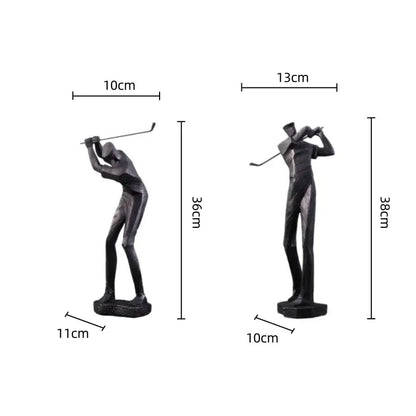 Two black resin golf sculpture figurines with minimalist design decorative ornaments for living room decorbites decorbites golf sculpture