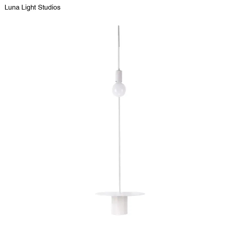 Minimalist white gooseneck wall sconce wall light with slender rod spherical bulb and flat circular base for bedroom use