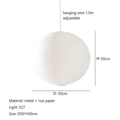 Minimalist white spherical decorbites handwoven art pendant lamp made of ribbed rice paper with metal frame for living room light