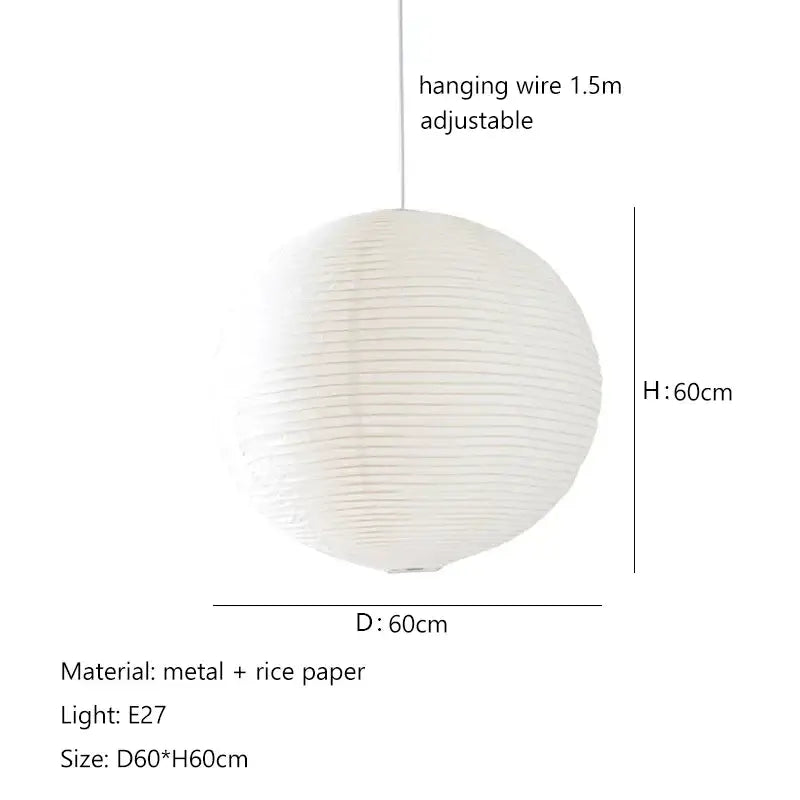 Minimalist white decorbites handwoven art pendant lamp featuring a ribbed rice paper and metal spherical design for living room decor