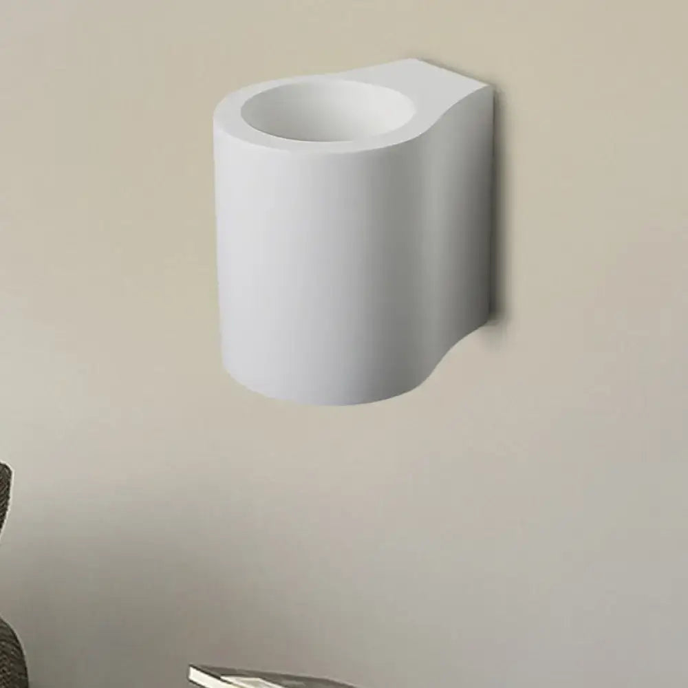 Minimalist white cylindrical flush wall sconce with led wall lamp design for modern bedroom lighting