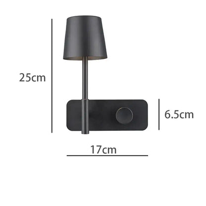 Black matte wall lamp with cylindrical shade minimalist design led usb wall lamp for bedroom night light use