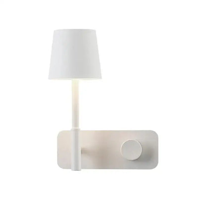 Minimalist white led usb wall lamp with cylindrical shade and sleek modern design for bedroom night light use
