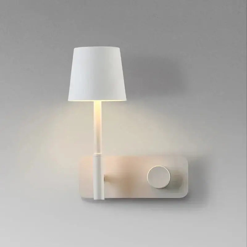 Minimalist white led usb wall lamp with cylindrical lampshade and sleek modern design for bedroom night light