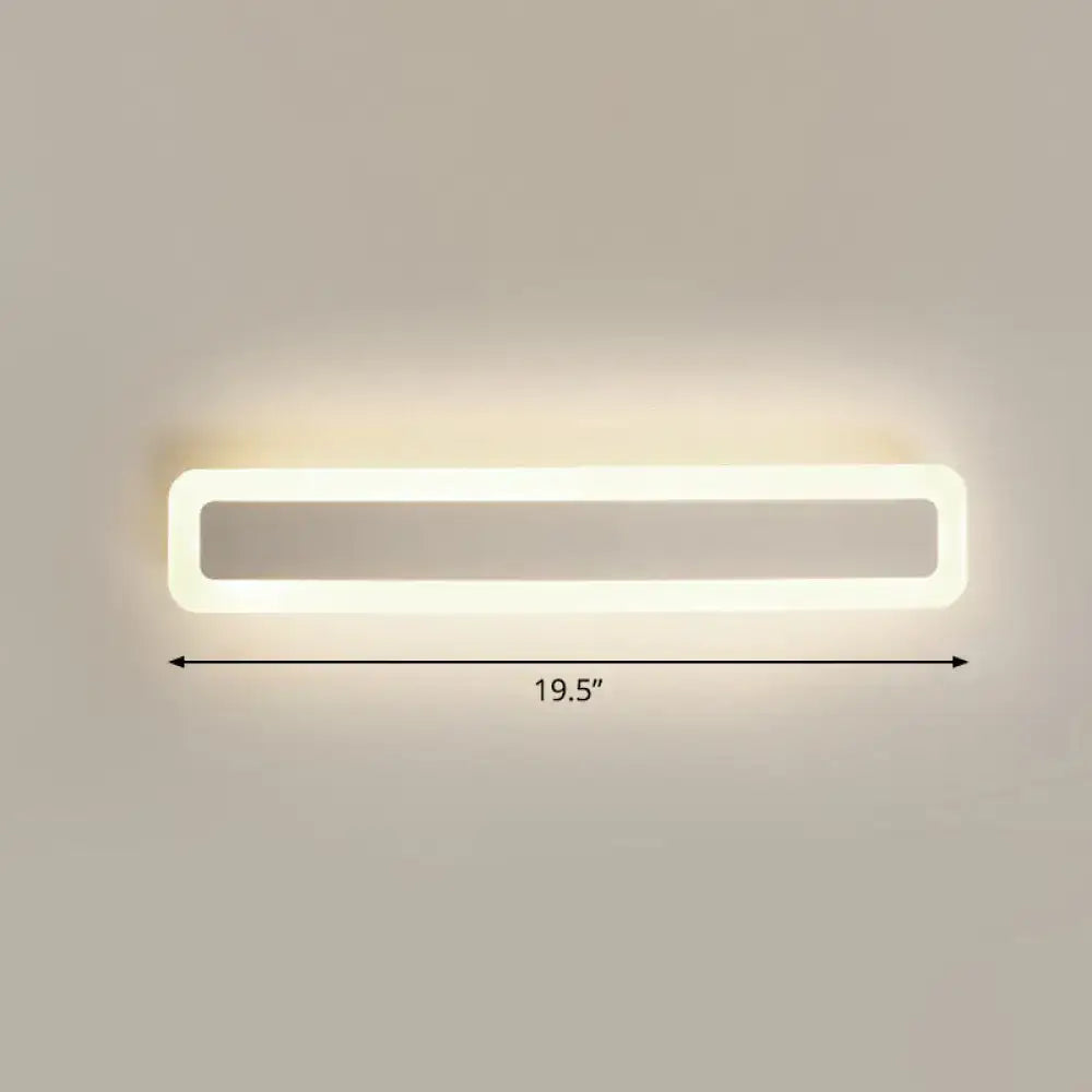 Modern rectangular white led vanity light wall sconce with sleek minimalist design and warm white illumination