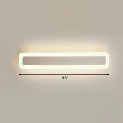 Modern rectangular white led vanity light wall sconce with sleek minimalist design and warm white illumination