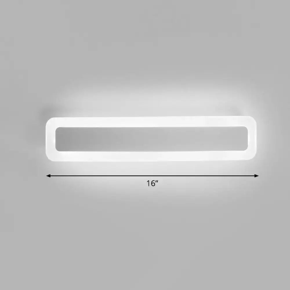 Minimalist white led vanity light bathroom wall sconce with sleek acrylic frame and frosted glass for warm third gear lighting