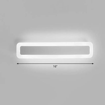 Minimalist white led vanity light bathroom wall sconce with sleek acrylic frame and frosted glass for warm third gear lighting