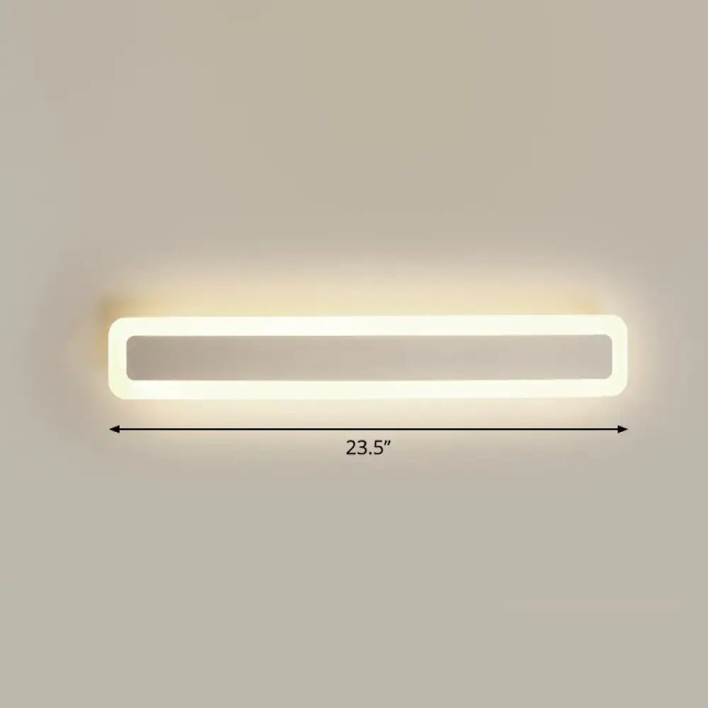 Minimalist white led vanity light wall sconce with a sleek frame and warm third gear diffused lighting for bathrooms