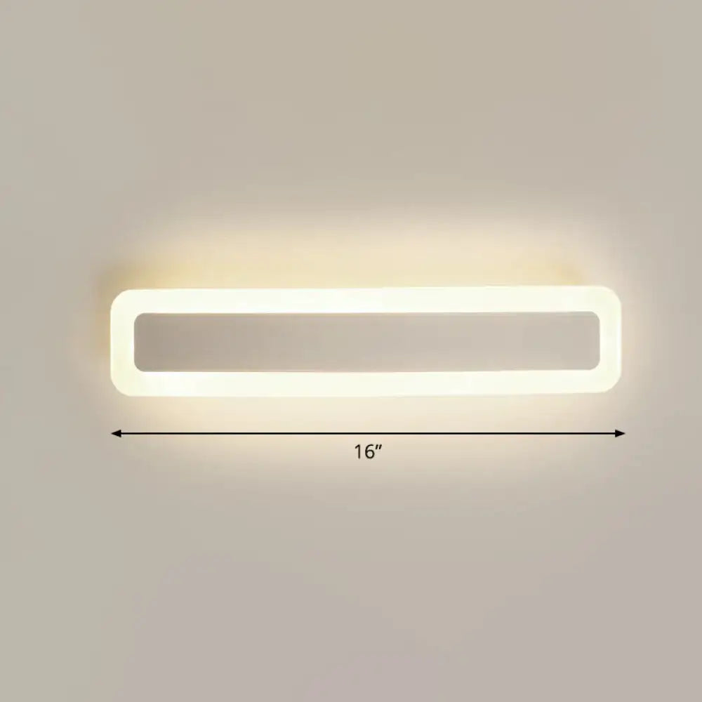 Minimalist white led vanity light wall sconce with warm third gear soft illumination and modern rectangular design