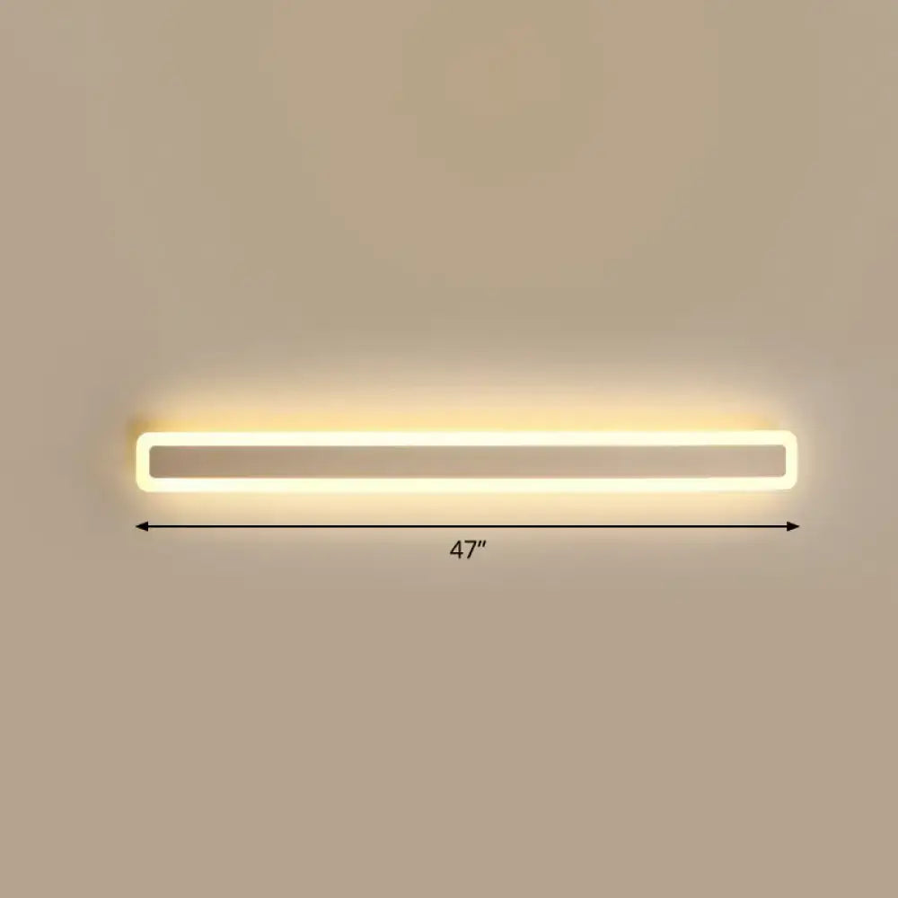 Minimalist white led vanity light wall sconce 47-inch sleek rectangular design with warm white warm third illumination
