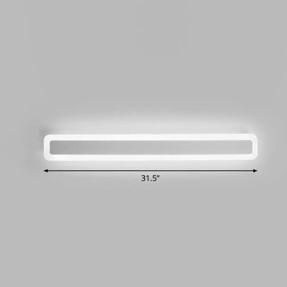 A sleek minimalist white led vanity light wall sconce with warm third gear and 31.5 inch length