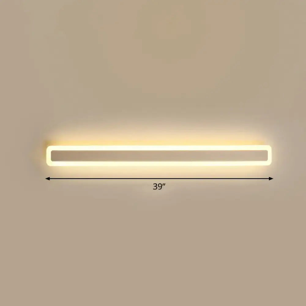 Minimalist white led vanity light bathroom wall sconce with sleek rectangular design and warm white warm third illumination