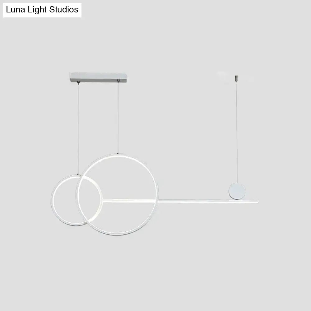 Decorbites sleek ring and linear metal led hanging lamp with minimalist white circular and linear design for dining rooms