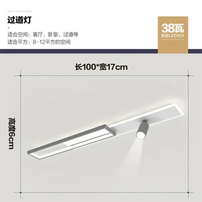 Minimalist white rectangular ceiling light with 38w led chip and adjustable spotlight for decorbites corridor spotlight ceiling use