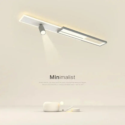 Minimalist white rectangular ceiling light with integrated spotlights for decorbites corridor spotlight ceiling use