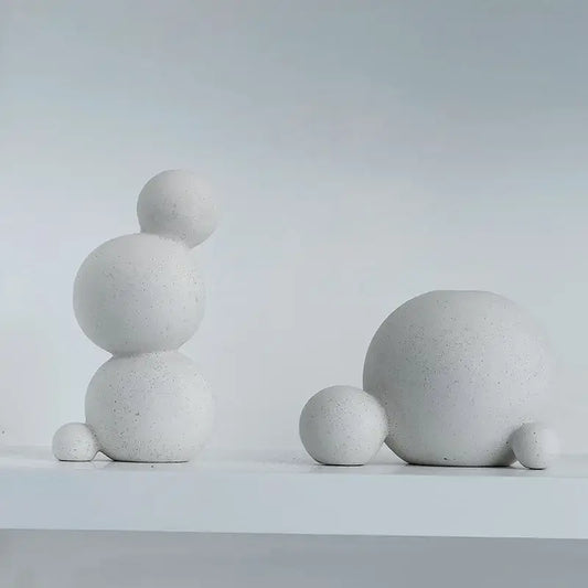 Minimalist white speckled geometric ceramic handicraft sphere sculpture ideal for living room decor