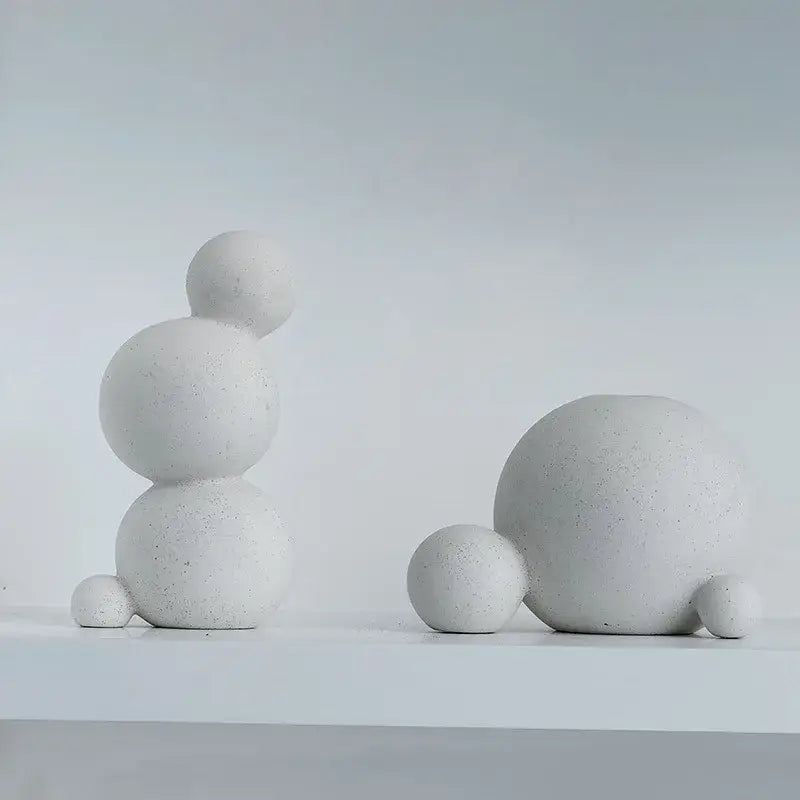 Minimalist white speckled geometric ceramic handicraft sphere sculpture ideal for living room decor